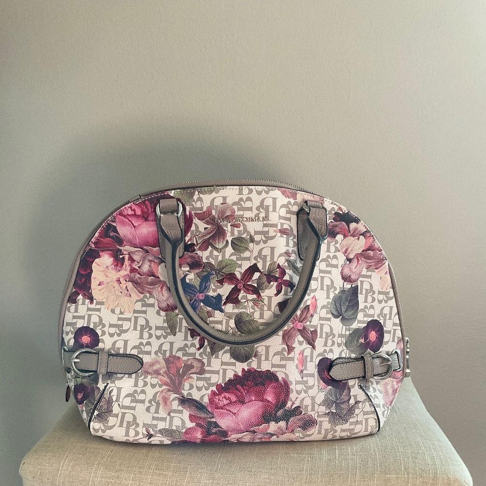 Dana Buchman Satchel | Gray and Pink Floral | Great Shape